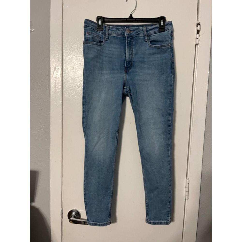 Old Navy Rockstar Super Skinny High Rise Jeans Medium Wash Blue Womens 12 Short
